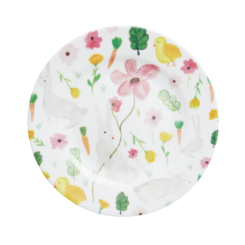 White Easter Print Melamine Side Plate By Rice DK